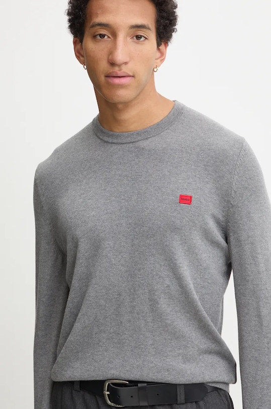 HUGO pulover de bumbac San Cassius-C1 gri 50475083