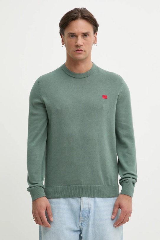 HUGO pulover de bumbac subtiri verde 50475083