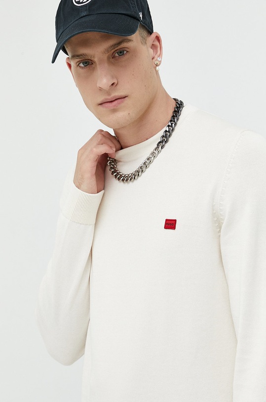 HUGO sweter bawełniany pozostałe beżowy 50475083
