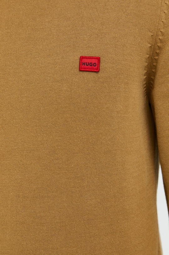 HUGO sweter bawełniany 50475083 brązowy