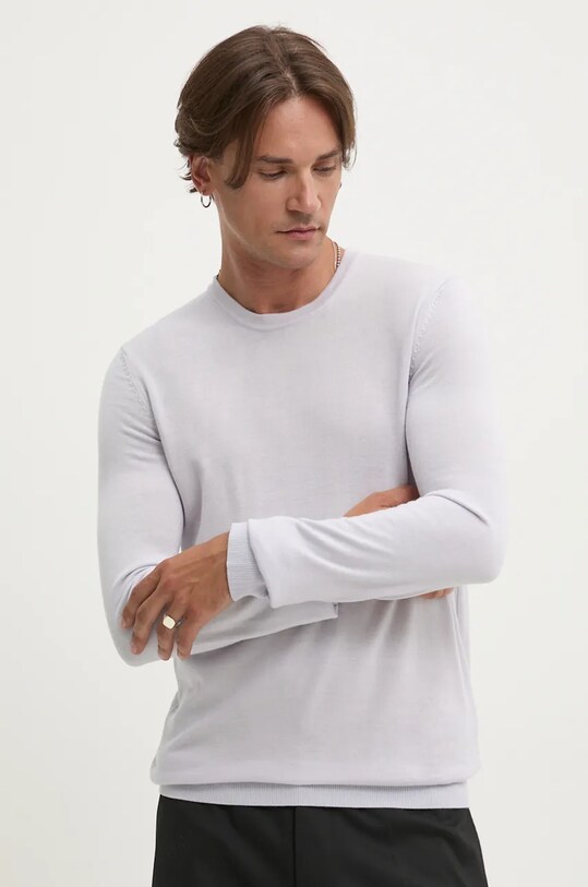 Μάλλινο πουλόβερ HUGO μελανζέ μωβ 50476832