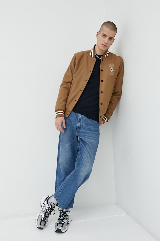 HUGO sweter wełniany 50476832 granatowy AW25