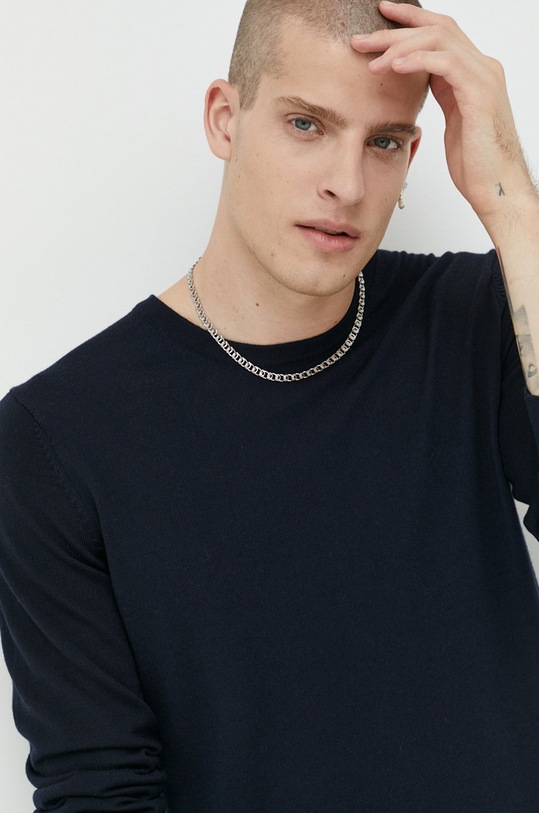 HUGO sweter wełniany granatowy 50476832