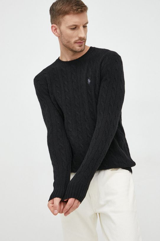 Μάλλινο πουλόβερ Polo Ralph Lauren μαλλί μαύρο 710876762001