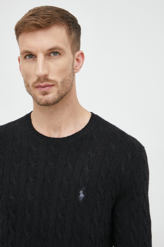 Μάλλινο πουλόβερ Polo Ralph Lauren μαύρο 710876762001