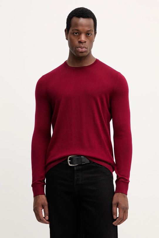 Joop! sweter wełniany okrągły bordowy 30032601