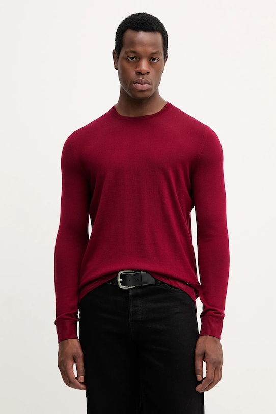 Joop! sweter wełniany okrągły bordowy 30032601