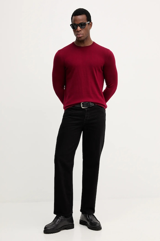 Joop! sweter wełniany 30032601 bordowy AW25