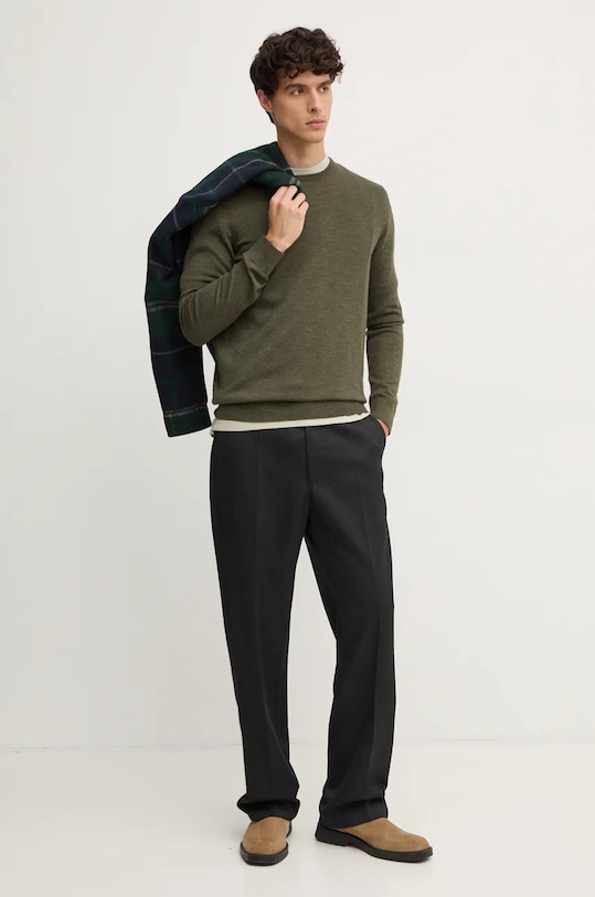 Joop! sweter wełniany 30032601 zielony AW25