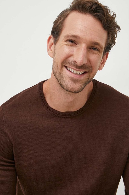 Вълнен пуловер Joop! кафяв 30032601