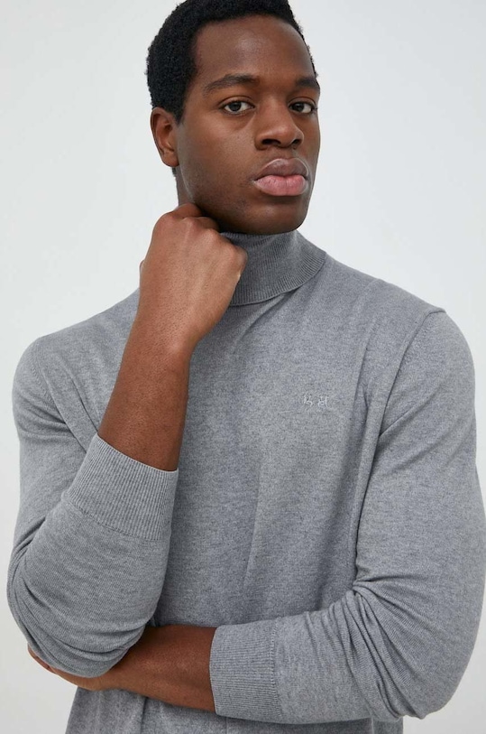 La Martina sweter z domieszką wełny szary UMS019