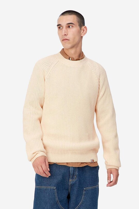 Carhartt WIP sweter z domieszką wełny Forth Sweater okrągły beżowy I028263