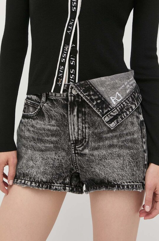Miss Sixty szorty jeansowe wzorzyste szary 6W3JJ0200000