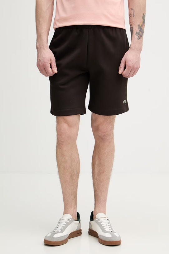 Lacoste szorty dresowe męskie z bawełną brązowy GH9627