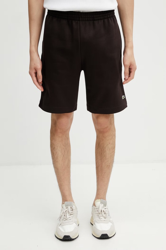 Lacoste szorty dresowe z bawełną męskie brązowy GH9627