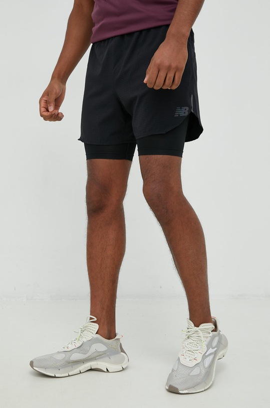 New Balance pantaloni scurți de alergare Q Speed panza negru MS23282BK