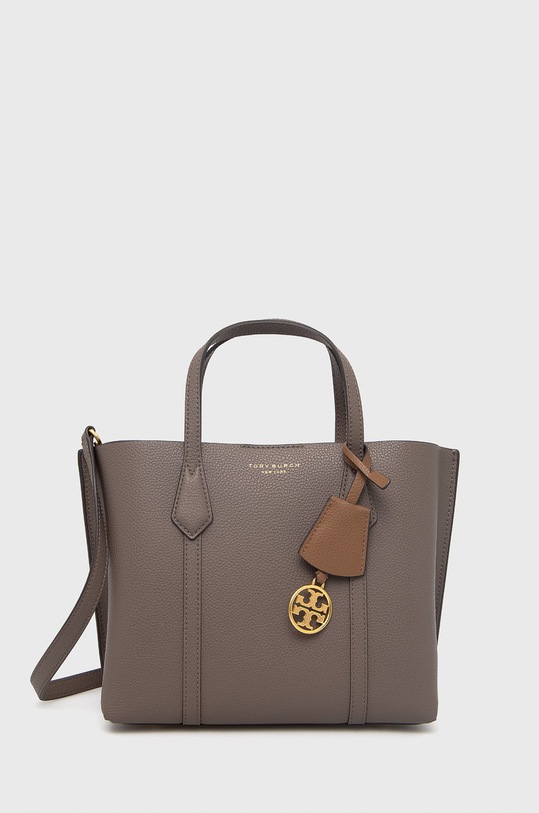 Tory Burch torebka skórzana Perry Small Triple-Compartment skóra licowa szary 81928.093