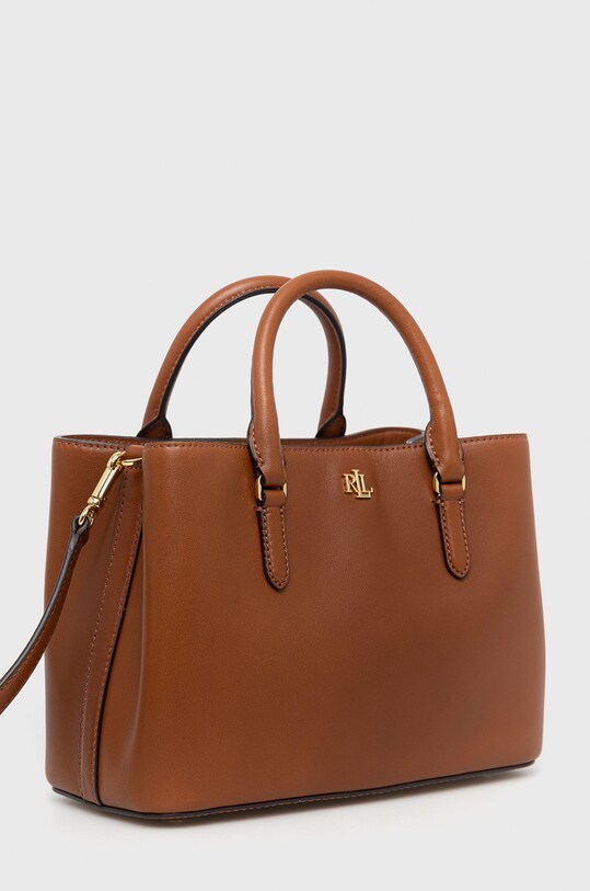 Δερμάτινη τσάντα Lauren Ralph Lauren 431876725005 καφέ AW22