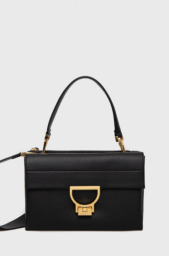 Kožená kabelka Coccinelle přírodní kůže černá E1.MD5.12.01.01