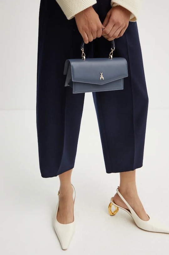 Δερμάτινη τσάντα Patrizia Pepe λείο δέρμα μπλε 2B0032.L061