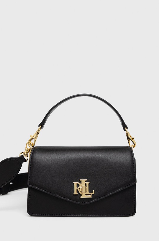 Kožená kabelka Lauren Ralph Lauren usňová koža čierna 431876437001