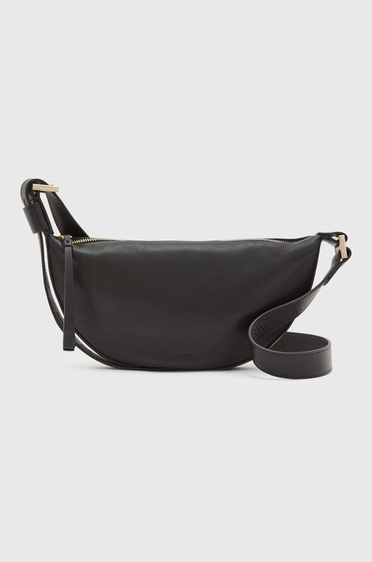 AllSaints torebka skórzana HALF MOON XBODY skóra licowa czarny WB027Z