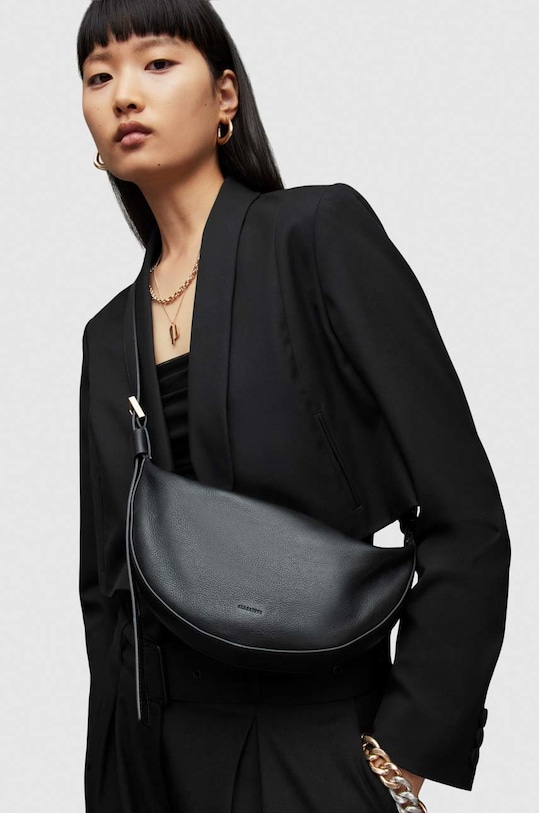 AllSaints torebka skórzana HALF MOON XBODY WB027Z czarny SS23