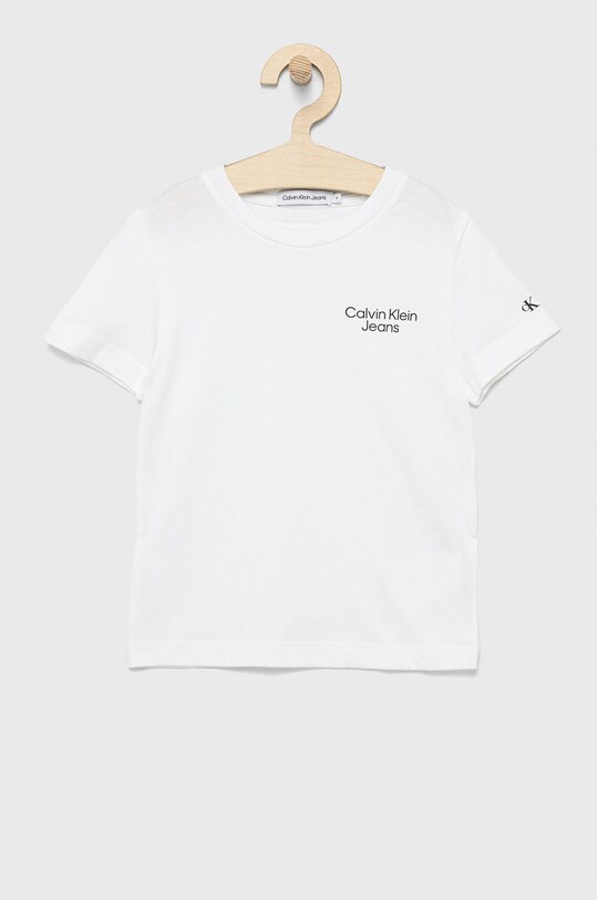 Дитяча бавовняна футболка Calvin Klein Jeans бавовна білий IB0IB01319.9BYY