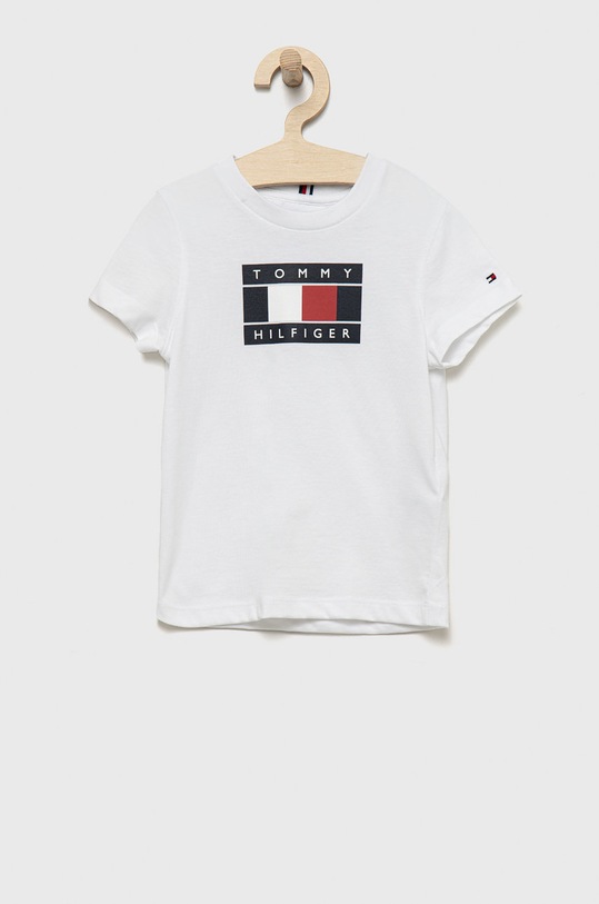 Dětské bavlněné tričko Tommy Hilfiger kulatý bílá KB0KB07602.9BYY