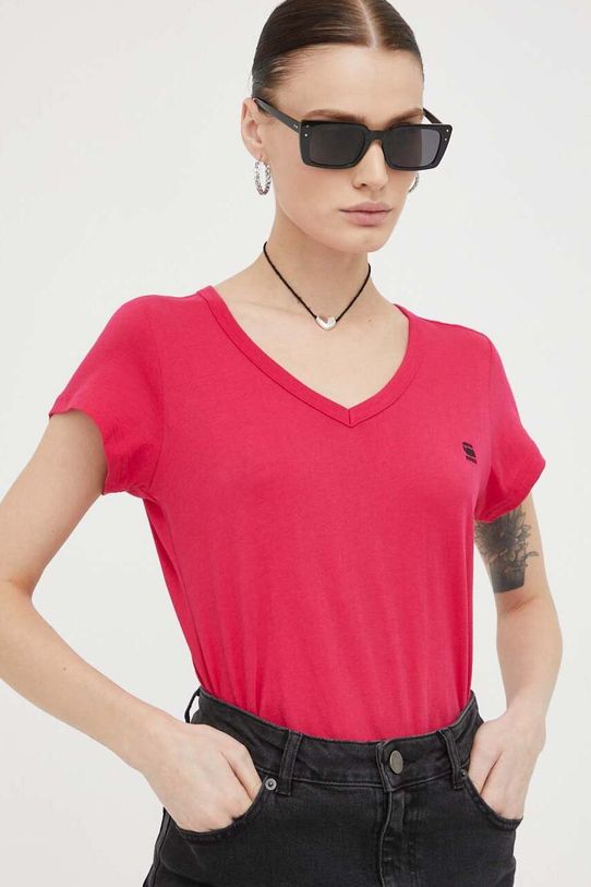 Pamučna majica G-Star Raw bez uzorka roza D21314.4107