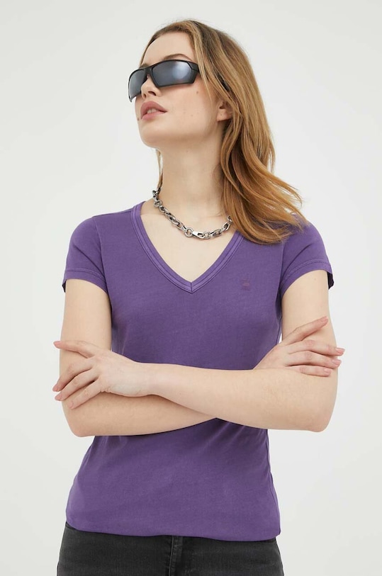 Bavlnené tričko G-Star jednofarebný fialová D21314.B059