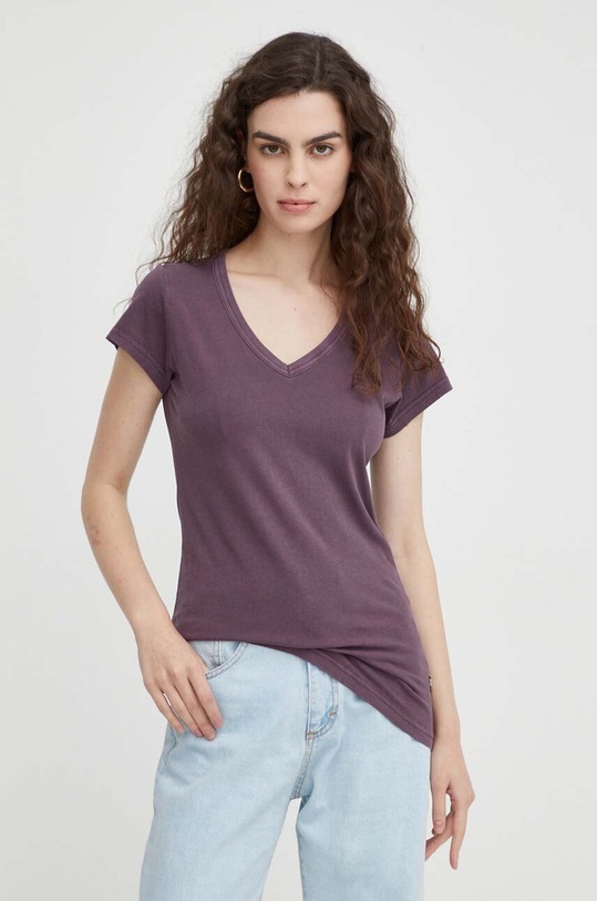 G-Star tricou din bumbac uni violet D21314.B059