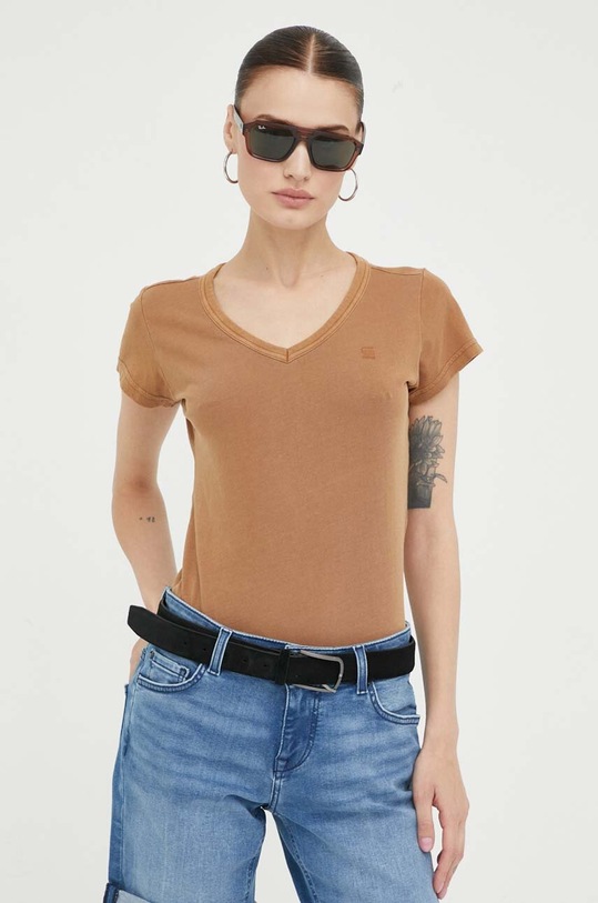 G-Star t-shirt bawełniany brązowy D21314.B059