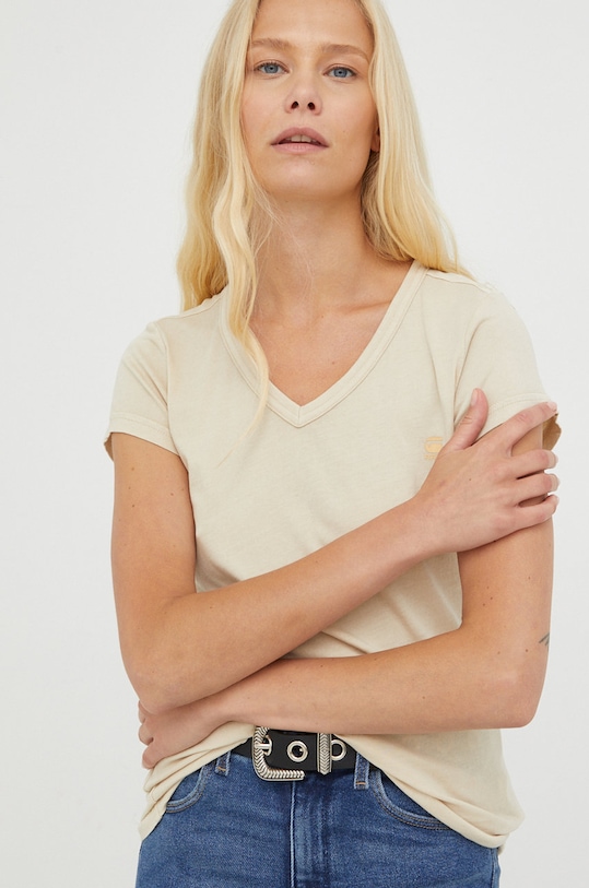 Памучна тениска G-Star стандартна бежов D21314.B059