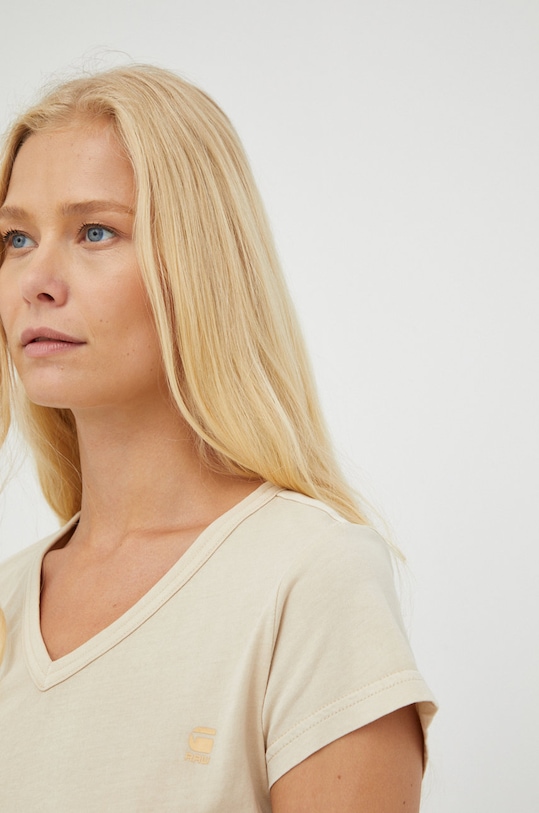 Памучна тениска G-Star бежов D21314.B059