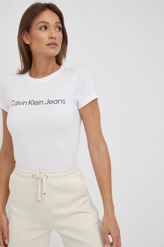 Хлопковая футболка Calvin Klein Jeans (2 шт.) хлопок белый J20J220161.9BYY