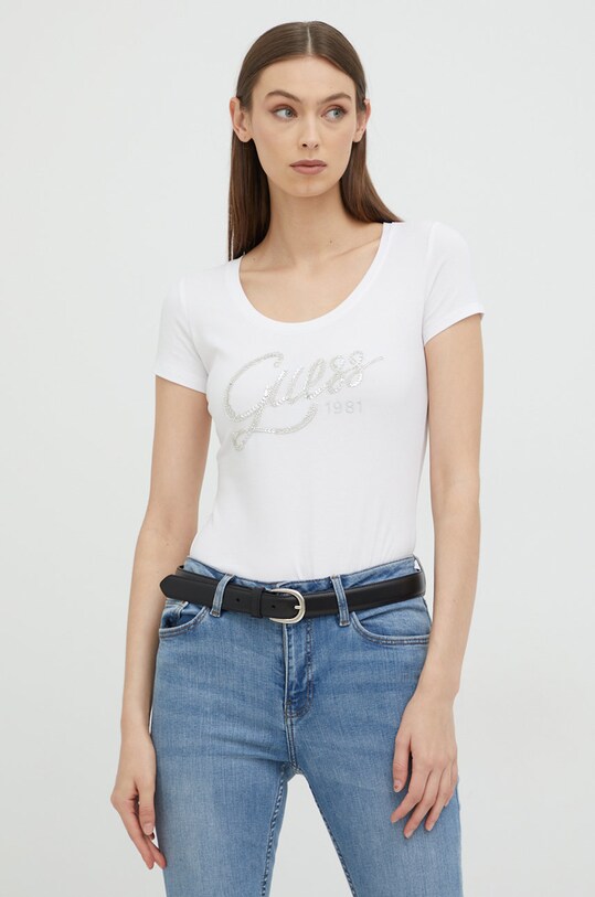 Guess t-shirt aplikacja biały W2YI28.J1300