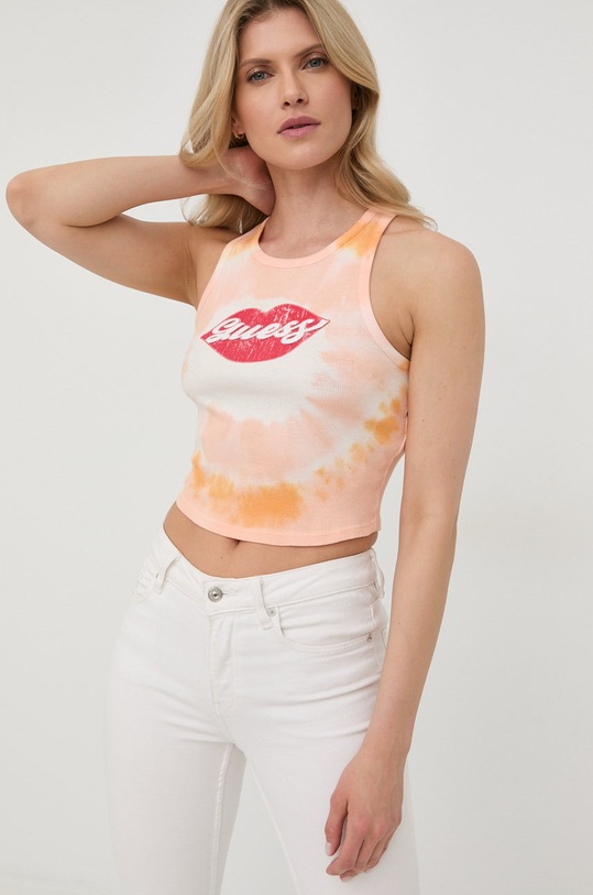 Pamučni top Guess pamuk narančasta W2YI15.K1811