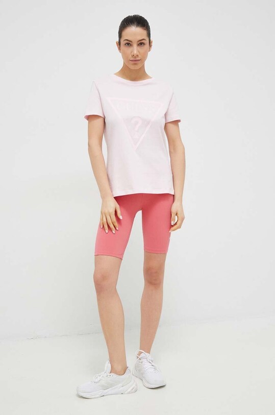 Хлопковая футболка Guess V2YI07.K8HM0 розовый SS25