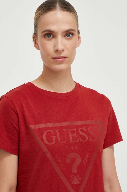 Odzież Guess t-shirt bawełniany ADELE V2YI07.K8HM0 czerwony