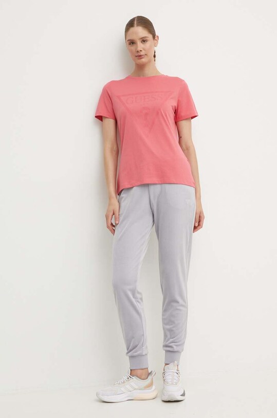 Guess t-shirt bawełniany V2YI07.K8HM0 różowy SS25