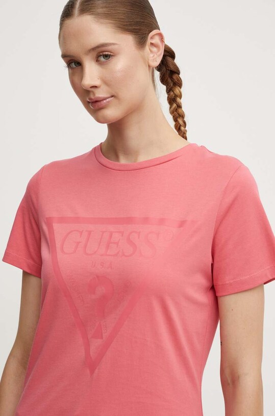 Guess t-shirt bawełniany różowy V2YI07.K8HM0