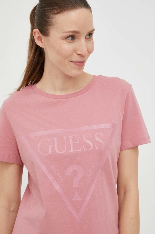 Guess t-shirt bawełniany ADELE różowy V2YI07.K8HM0