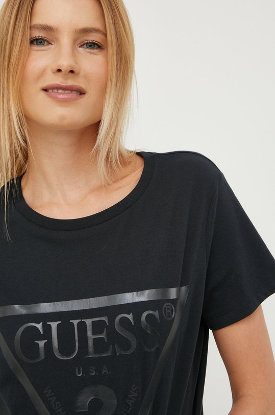 Guess t-shirt bawełniany ADELE czarny V2YI07.K8HM0