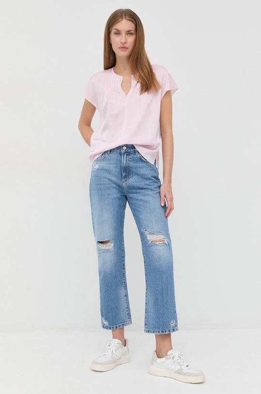 BOSS bluzka jedwabna 50472081 różowy AW22