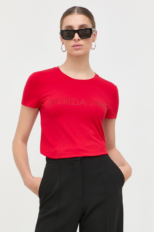 Patrizia Pepe t-shirt aplikacja czerwony CM1419.J013