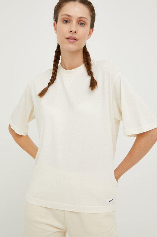 Reebok Classic t-shirt bawełniany bawełna beżowy HH9704