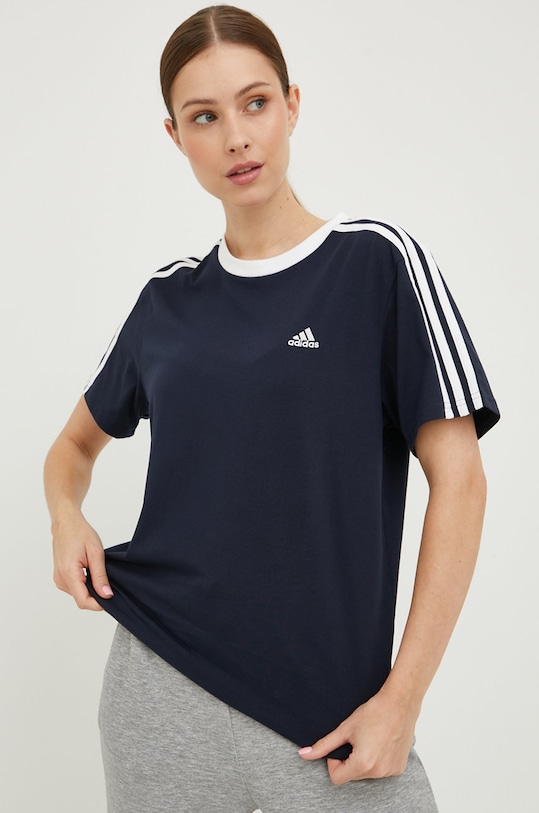 adidas t-shirt bawełniany Essentials bawełna granatowy HC0105