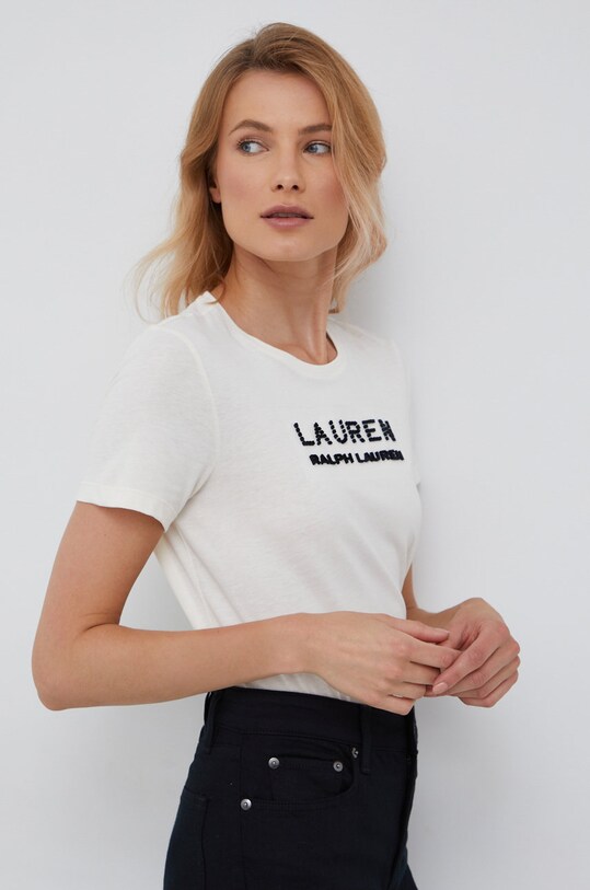 Tričko Lauren Ralph Lauren béžová 200871850001