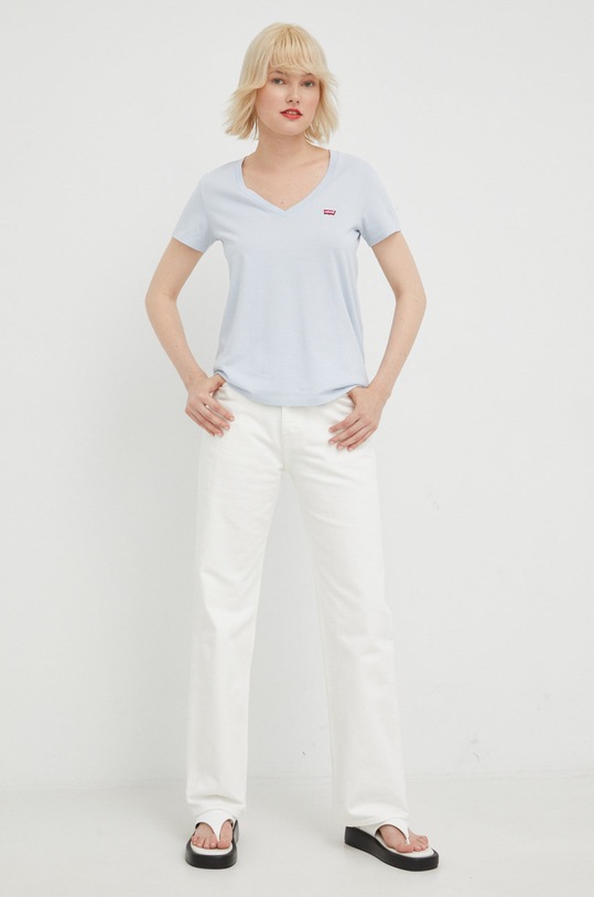 Bombažna kratka majica Levi's 85341.0032 modra AW22
